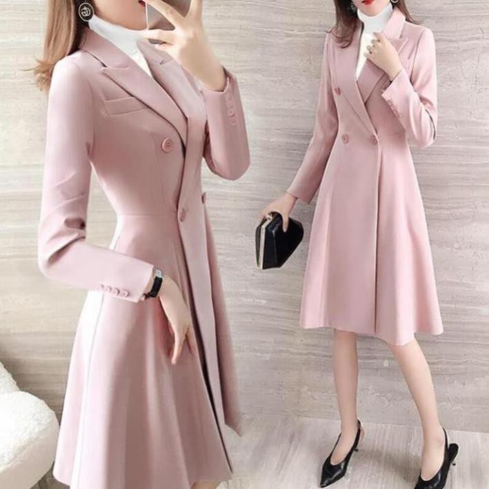 Áo Khoác Nữ - Áo Kaki Dáng Xoè Cổ Vest Hai Lớp Cao Cấp
