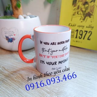 Cốc sứ quai màu, viền màu in hình theo yêu cầu hàng đẹp