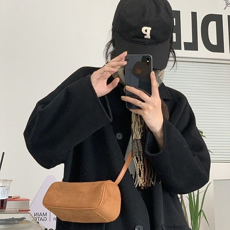 Korean autumn and winter New retro suede shoulder crossbody small bag all-match underarm bag ins women's handbag