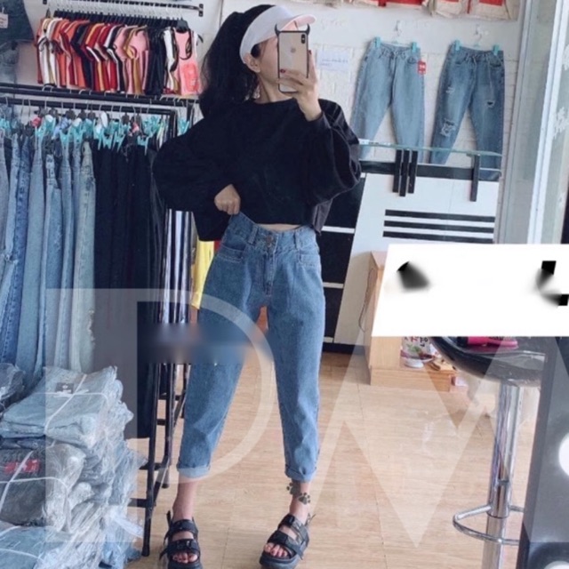 Quần bagy trơn + áo tay to đen PM12