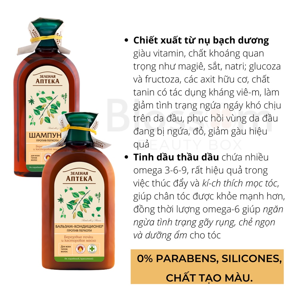 Dầu gội ngăn ngừa và giảm gàu Zelenaya Apteka 350ml