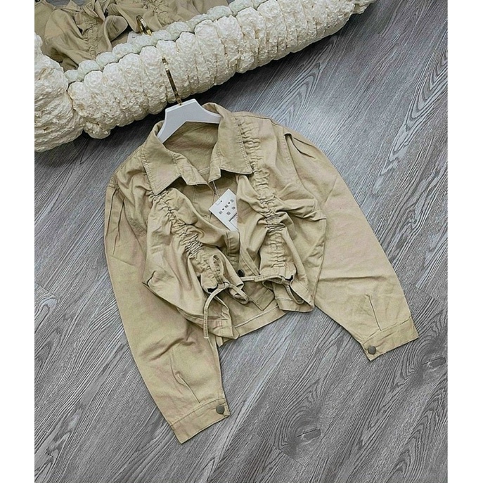 Áo khoác kaki dây rút form ngắn, chất kaki mềm mịn đẹp dành cho nữ- AN STORE
