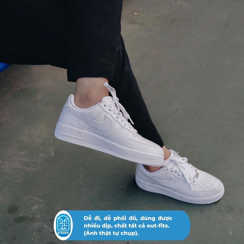 Giày air force 1 chính hãng cho nam nữ, af1 all white real fullbox Present Original Sneakers
