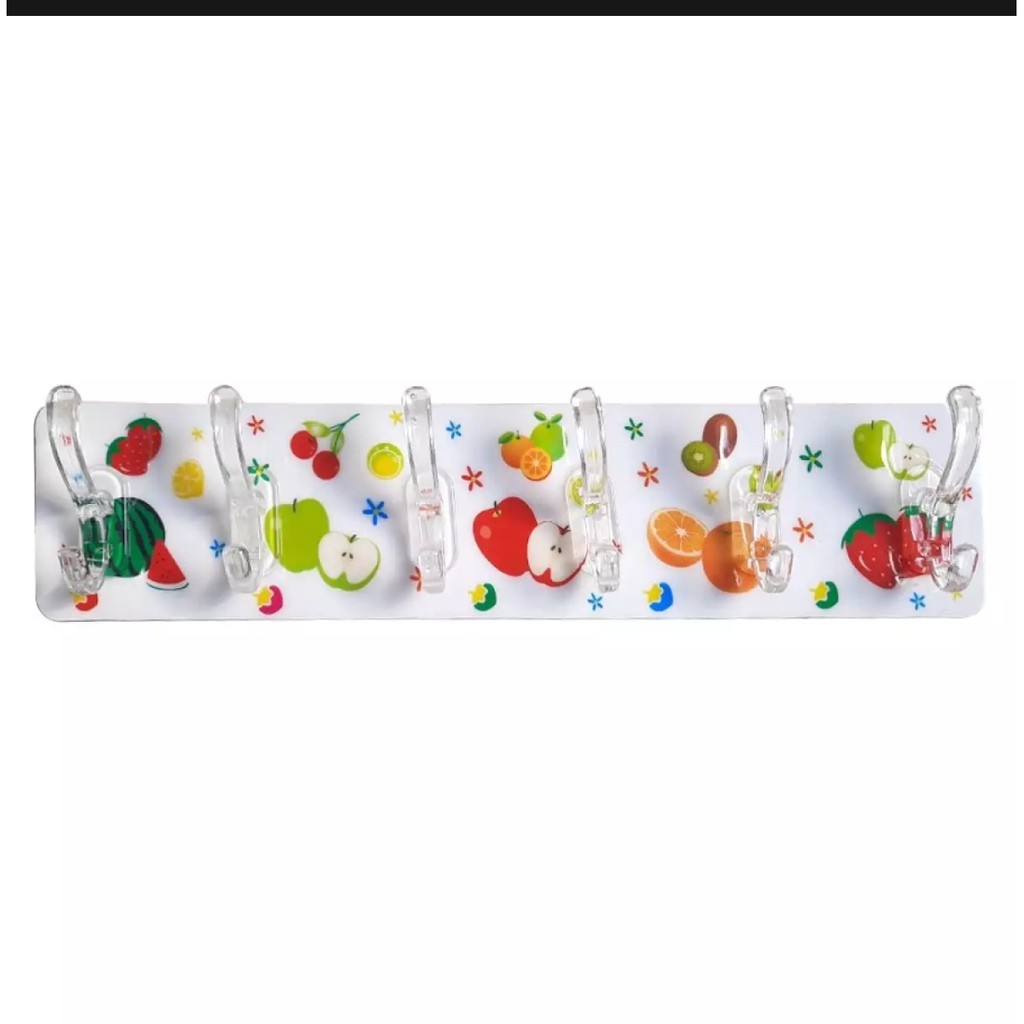 [FREESHIP] Thanh treo dán tường 6 móc họa tiết 3D siêu chắc chắn