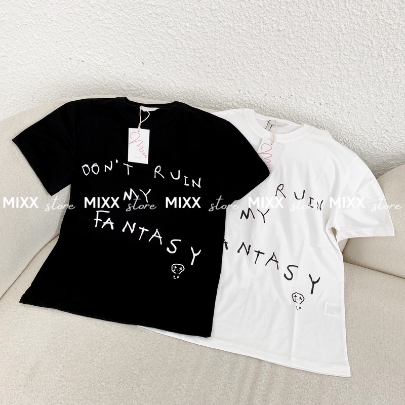Áo thun nữ in chữ FANTASY xuất hàn chất cotton dày dặn mịn đẹp phom suông rộng thoải mái cực đẹp