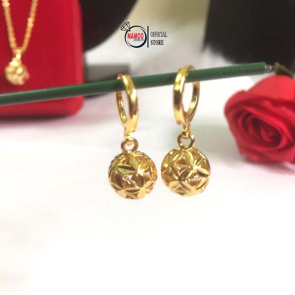 Set dây chuyền và bông tai Quả Cầu Hoa V148 T148, Bộ trang sức nữ Namoo Jewelry