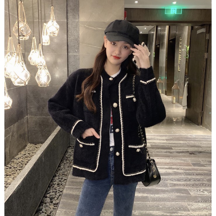 Áo khoác cardigan thiết kế phối nút kiểu ngọc trai sang trọng cho phái nữ | BigBuy360 - bigbuy360.vn