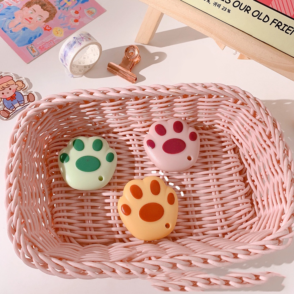 Dao dọc giấy mini , dao cắt giấy cute có nút bấm an toàn hình bàn chân mèo 3 màu dễ thương