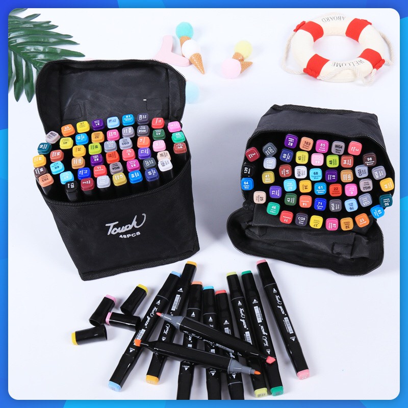 Bút màu dạ marker chuyên nghiệp hãng Touchshi kèm túi vải họa cụ vẽ tranh cao cấp