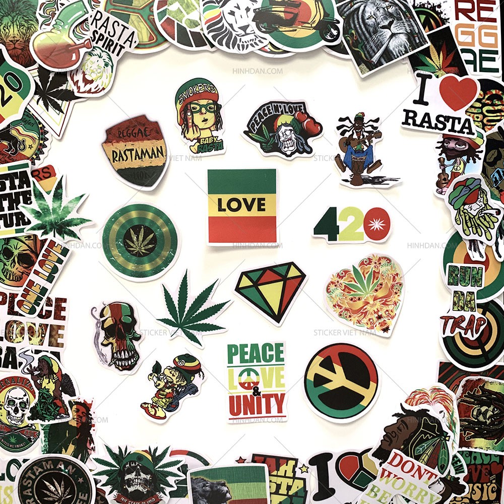 [HCM] Sticker RASTA, Rastafari Bob Marley Ngầu Tem Dán Chống Nước | Sticker Việt Nam