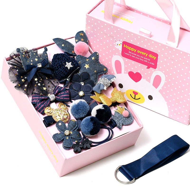 Set phụ kiện kiểu Hàn Quốc 18 chi tiết buộc tóc công chúa, kẹp nơ óng ánh cho bé gái điệu đà shopNEM (không kèm hộp)