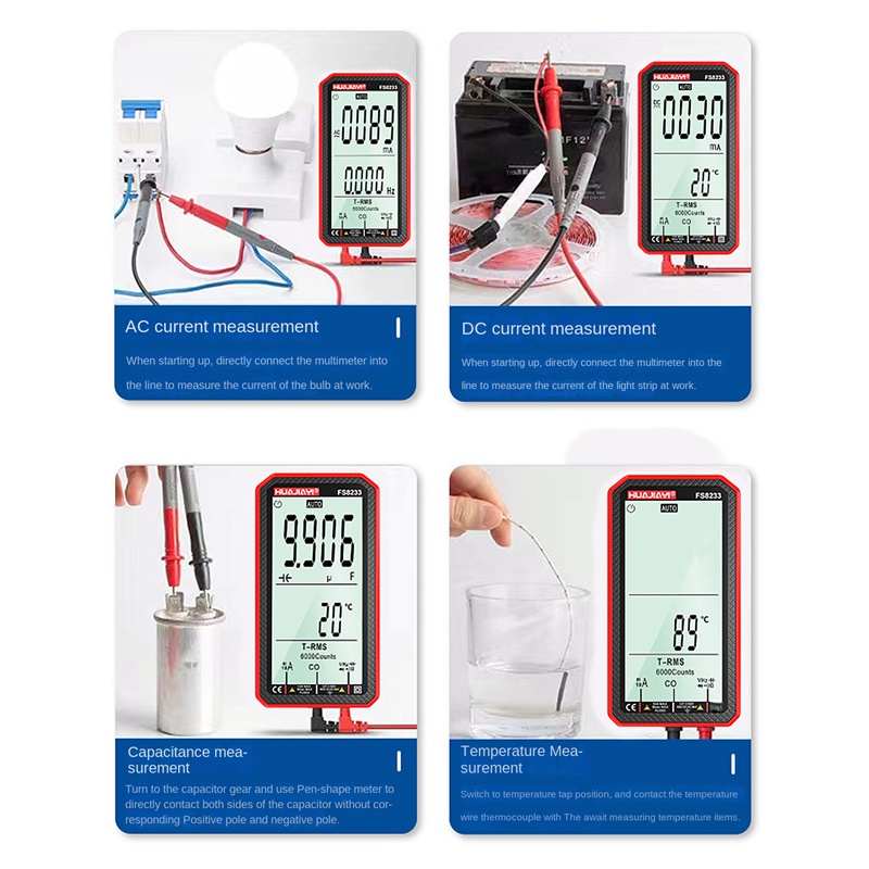 Đồng Hồ Vạn Năng Kỹ Thuật Số Thông Minh HUAJIAYI FS8233 Đếm 6000 True RMS
