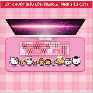 Bàn di chuột màu hồng game viền 80x30x0.3 cm, khâu viền chắc chắn, chống trơn trượt
