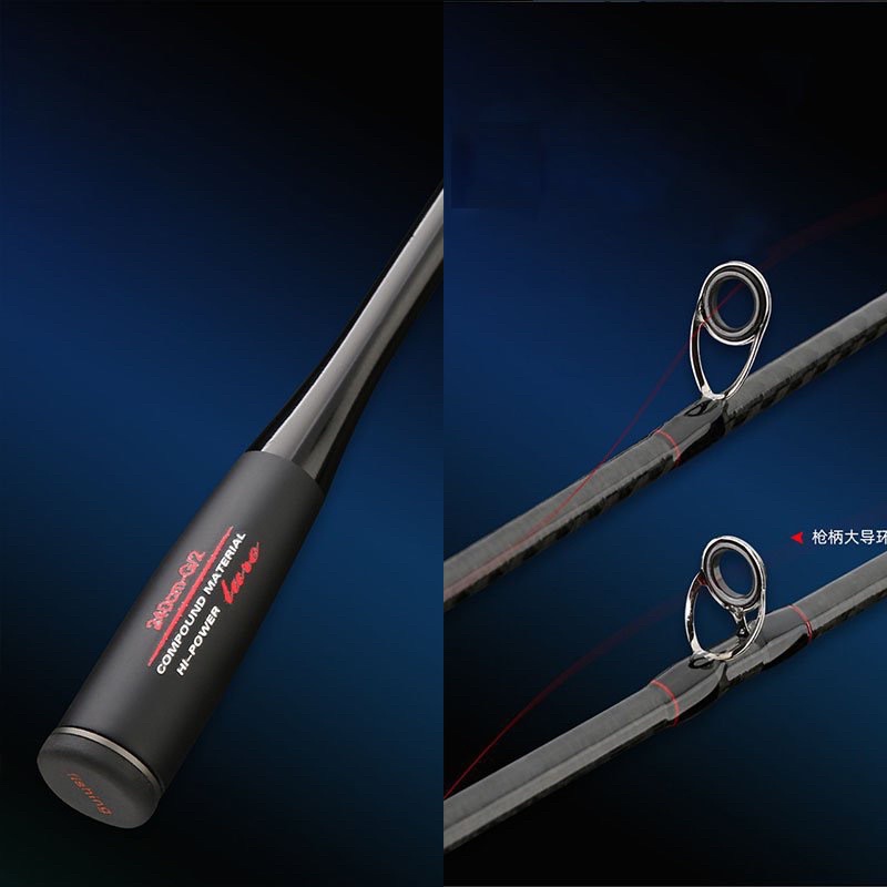 Cần câu Lure máy ngang và đứng Carbon Hi Power đầu bu chống xoắn CM22