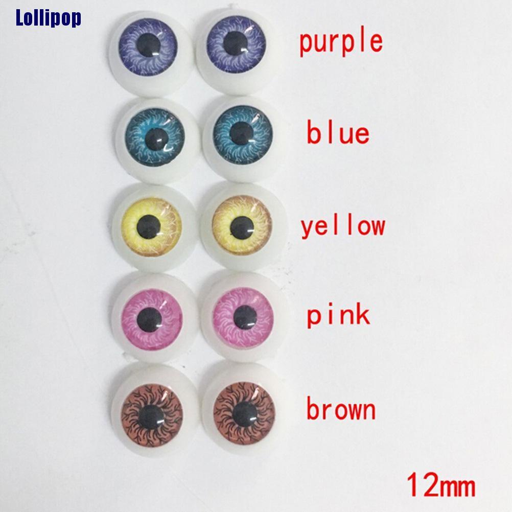 Cặp mắt búp bê bằng acrylic 12mm DIY tùy chọn màu sắc