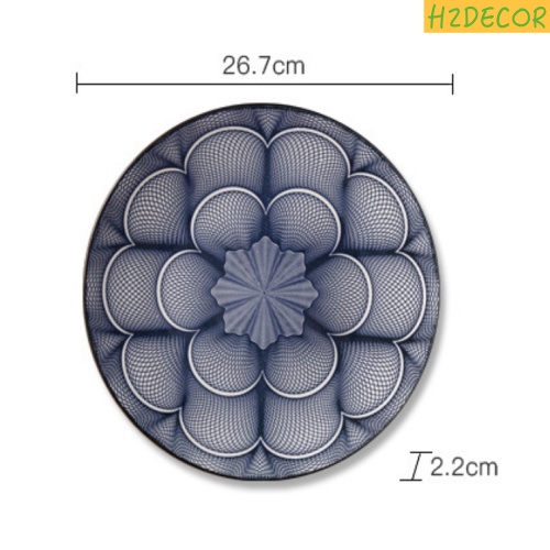 Đĩa gốm tròn phong cách nhật bản size 26.7cm, đĩa sứ trang trí món ăn sang trọng - H2decor