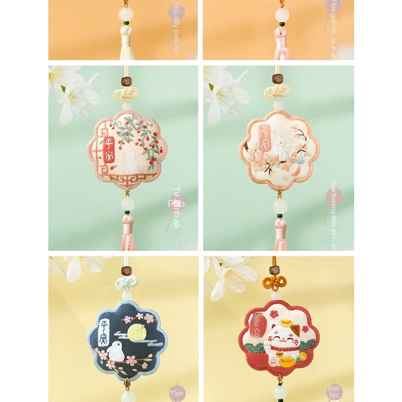 Mặt dây chuyền phước lành Ping'an thêu tay Tự làm món quà sinh nhật tự làm cô gái tặng bạn trai, bạn gái và những người yêu thích món quà đi lạc