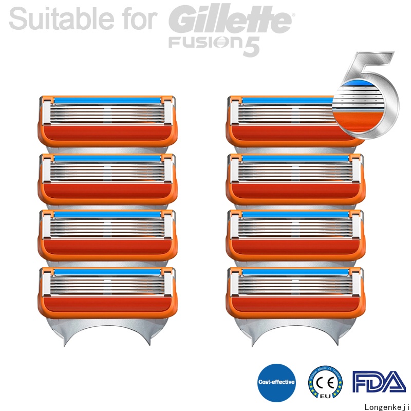 Lưỡi dao cạo bằng tay cạo râu 5 lớp thay thế bằng thép không gỉ phù hợp với Gillette Fusion 5 cho nam