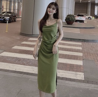 𝐂𝐎́ 𝐒𝐀̆̃𝐍. Váy hai dây cổ đổ eo rúm (ẢNH THẬT Ở CUỐI)