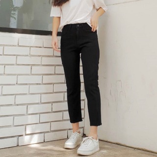 Quần slim baggy jeans đen lì