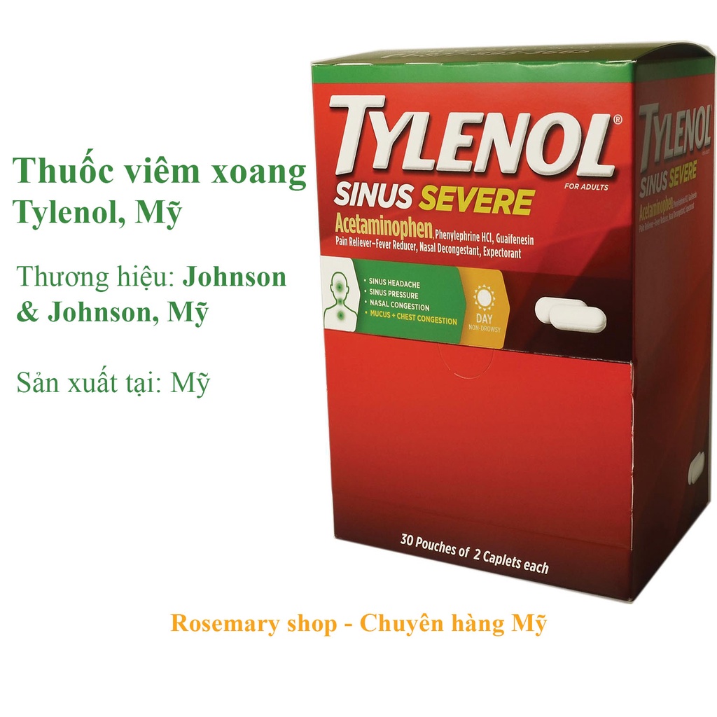 Viên uống giảm viêm xoang Tylenol, Johnson &amp; Johnson Mỹ