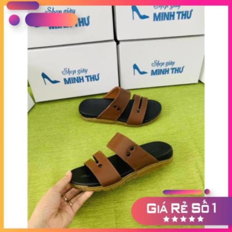 [Sale 3/3] ( Shop Giày Somina ) Dép nam quai ngang da bò nguyên tấm MT408 Sale 11