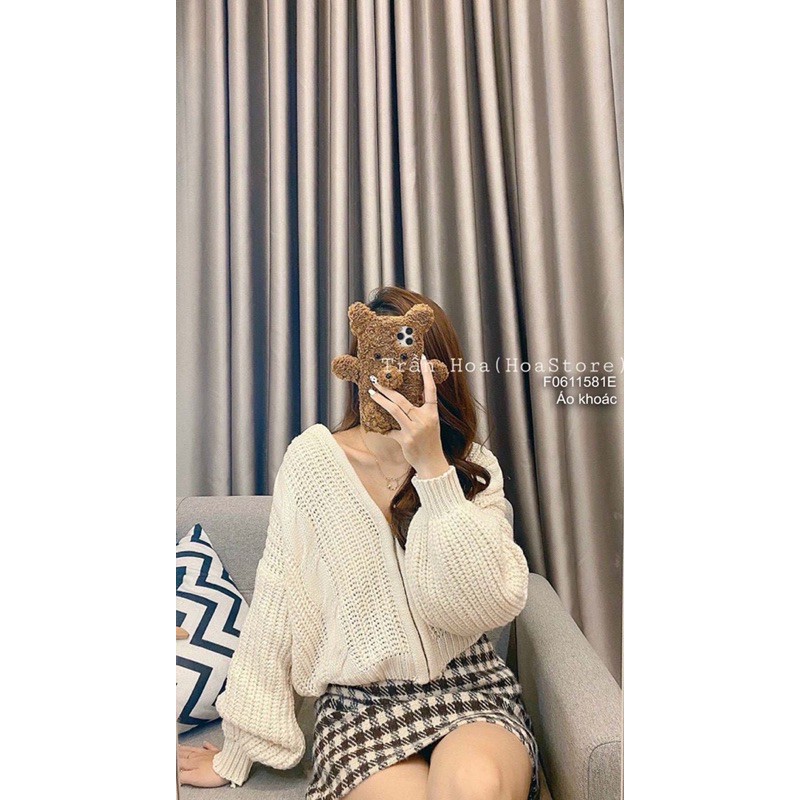 Áo khoác len có mũ khoá kéo vuông hàng nhập chuẩn đẹp!