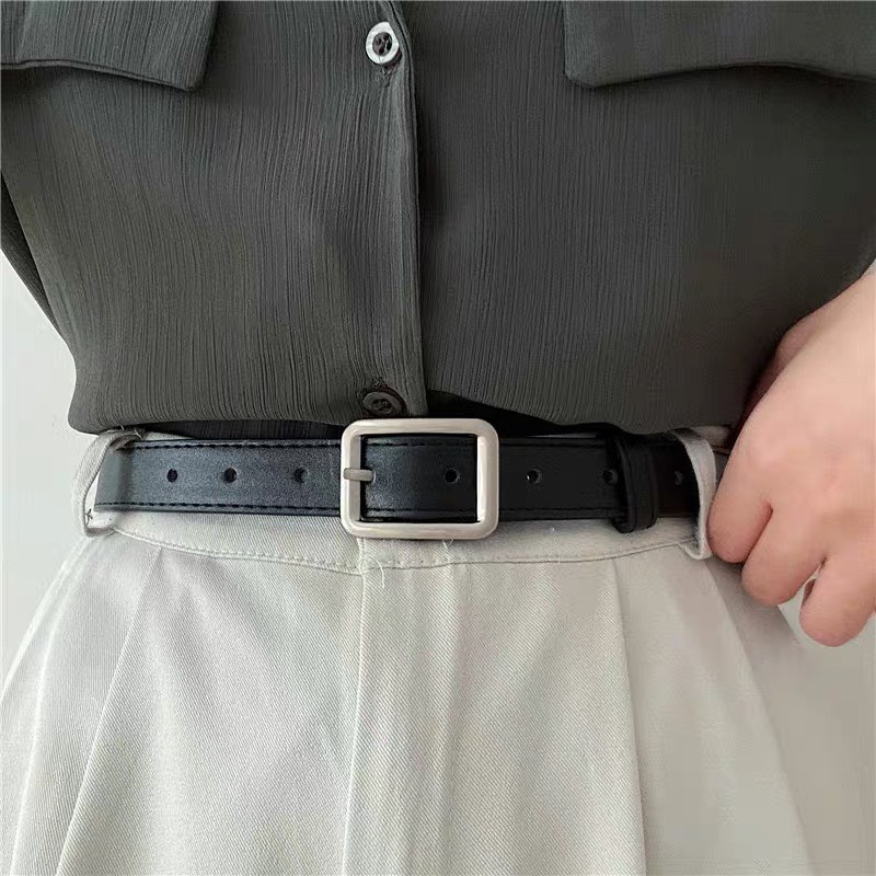 Thắt lưng Sơn Tùng bản nhỏ 2.3cm nam nữ chữ nhật đục lỗ TL001B - Dây nịt học sinh đơn giản thời trang-Thắt lưng trendy