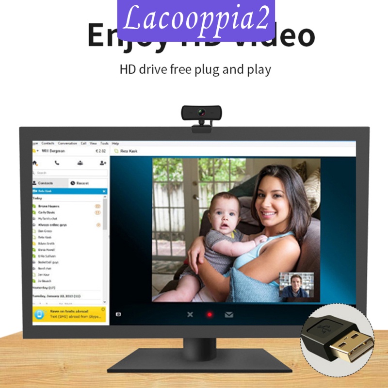 [LACOOPPIA2] Digital 1440P HD Webcam 2K USB 2.0 Camera Cam Video Recording Built-in Mic