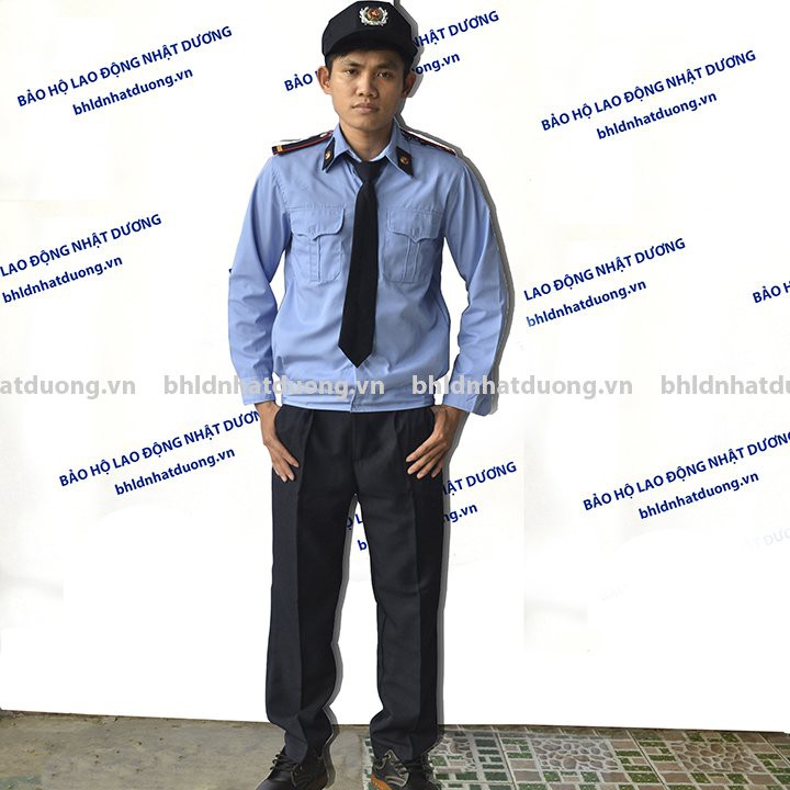 Đồng phục bảo vệ dài tay không logo bảo vê không phụ kiện áo vải si thô BV03- Nsafe