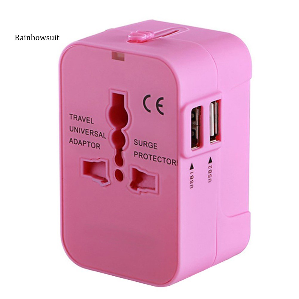 Phích chuyển đổi nguồn sạc 2 cổng USB AC US AU EU UK tiện dụng chất lượng cao