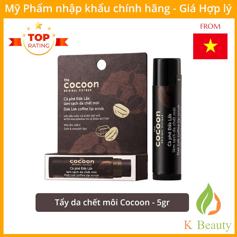 Son tẩy da chết môi Cocoon Cà phê Đắk Lắk - Dak Lak Coffee Lip Scrub - Hàng Việt Nam Chất Lượng Cao - 5g