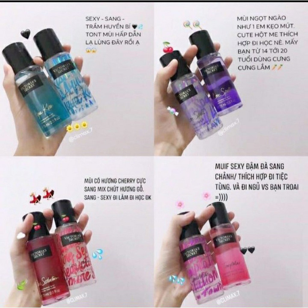Xịt Thơm Body Victoria's Secret Set 2 Chai ❤️ Shimmer 75ml-Phiên bản đặc biệt có nhũ óng ánh