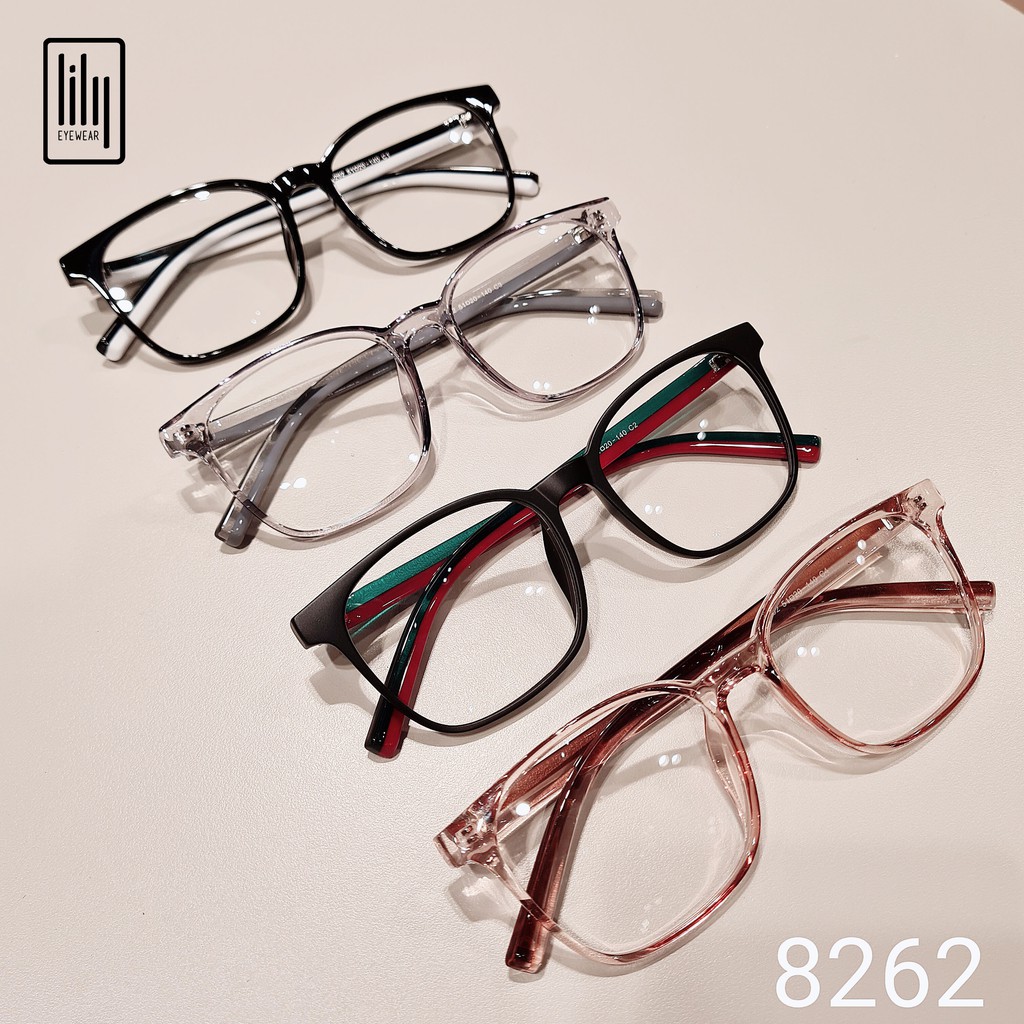 Kính mắt nam nữ Lilyeyewear mắt vuông to chất liệu nhựa dày dặn chắc chắn thời trang 8262 | BigBuy360 - bigbuy360.vn