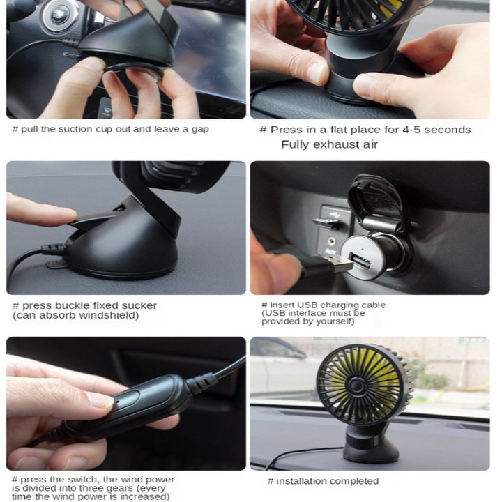 Quạt Đôi Mini Cho Ô Tô 5V 12V Sạc Usb Dùng Cho Xe Hơi Bàn Làm Việc Văn Phòng Xoay 360 Độ - Phụ Kiện Oto Hitechlife