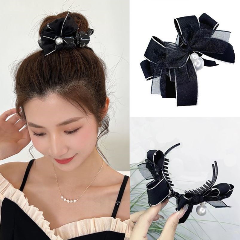 Dây Cột Tóc Đính Nơ Và Quả Bóng Cỡ Lớn Phong Cách Hàn Quốc