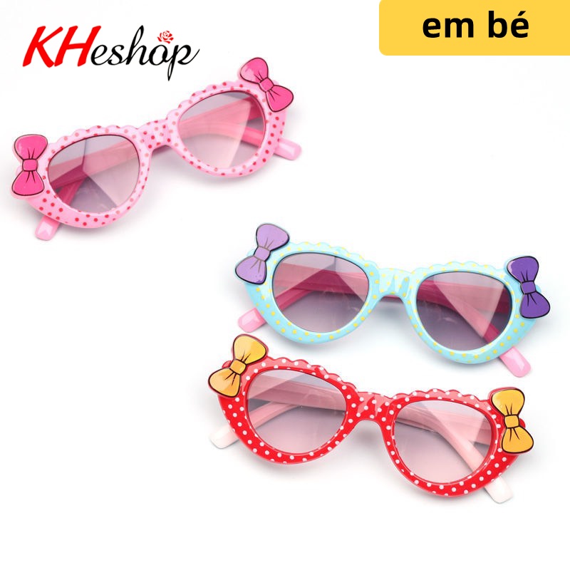 Kính Mát thời trang Cho bé từ 1-3 tuổi  Nơ Chấm Bi siêu ngầu mẫu mới nhất năm 2021,Kính Mát Chống UV giá rẻ mã Y1207