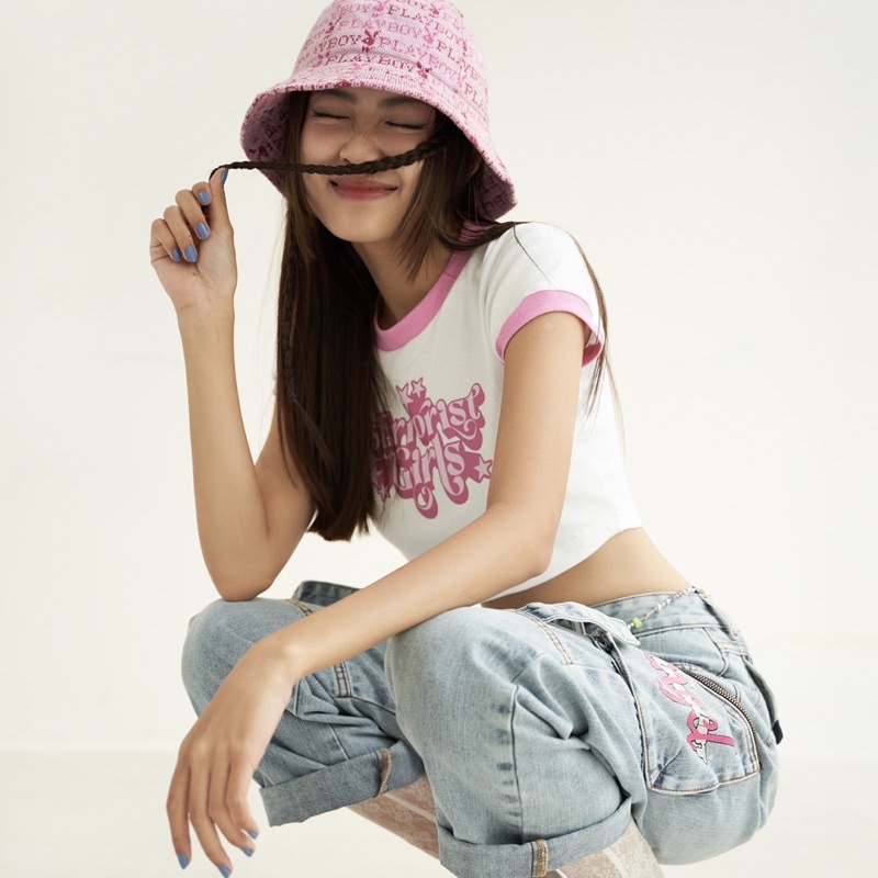 Áo ERRORIST starlight croptop trắng / xanh