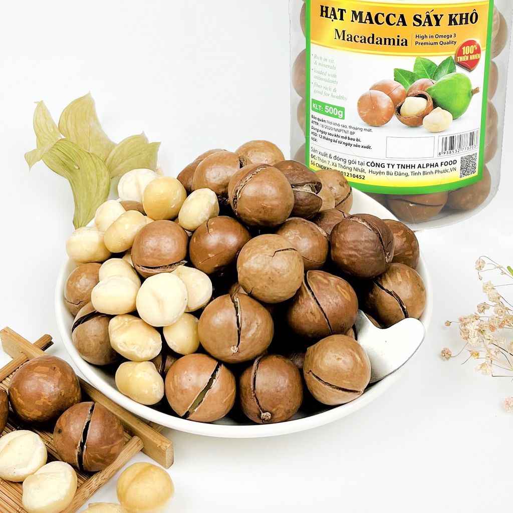 Hạt Macca Organic Sạch nứt vỏ Daklak kèm tách vỏ STiêng hộp 500gr