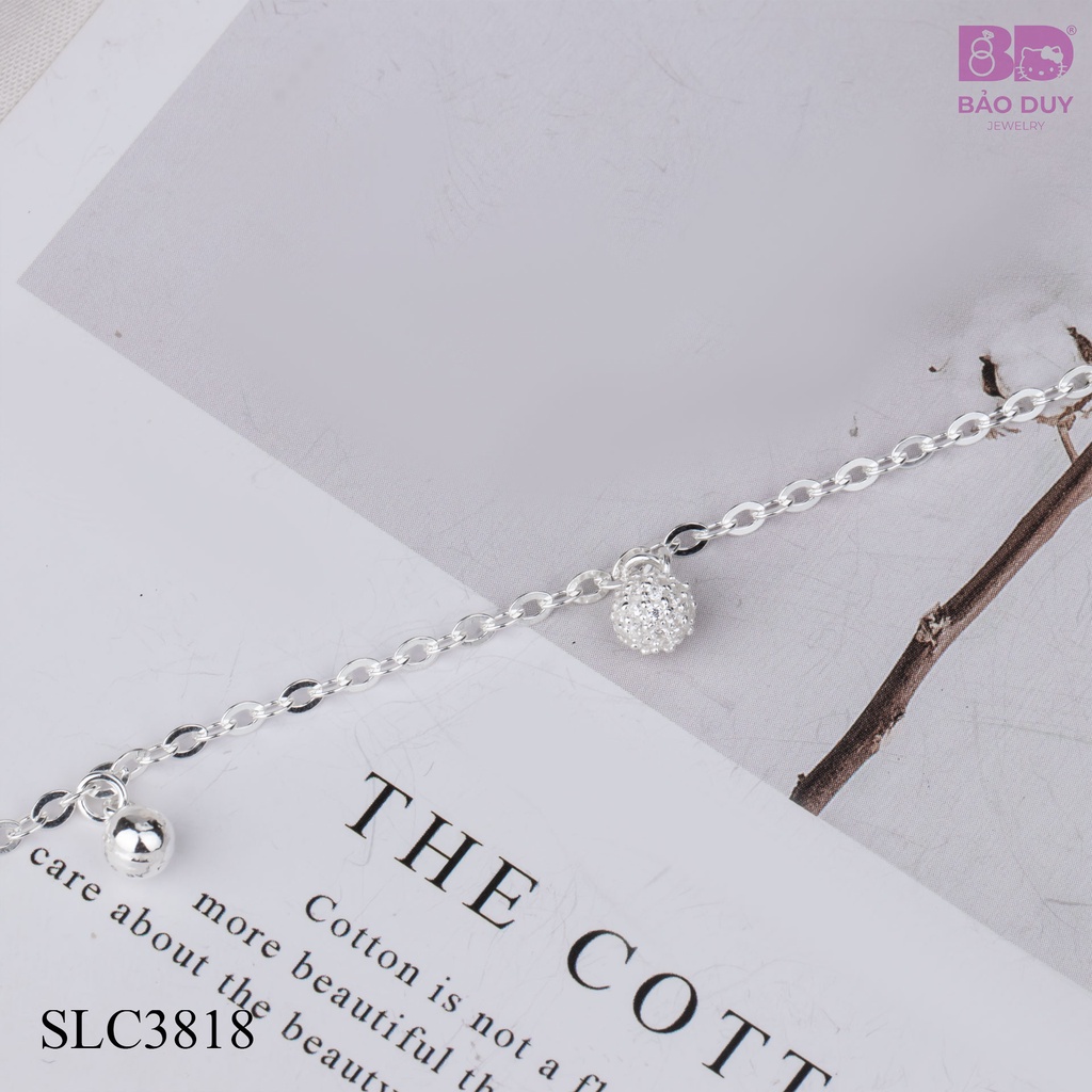 Lắc chân bạc nữ charm châu đính đá Bảo Duy Jewelry - SLC3818