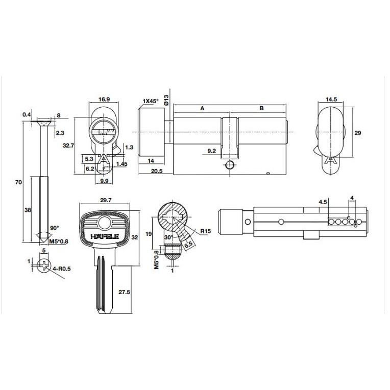 Tay nắm âm HAFELE màu inox 151.22.400