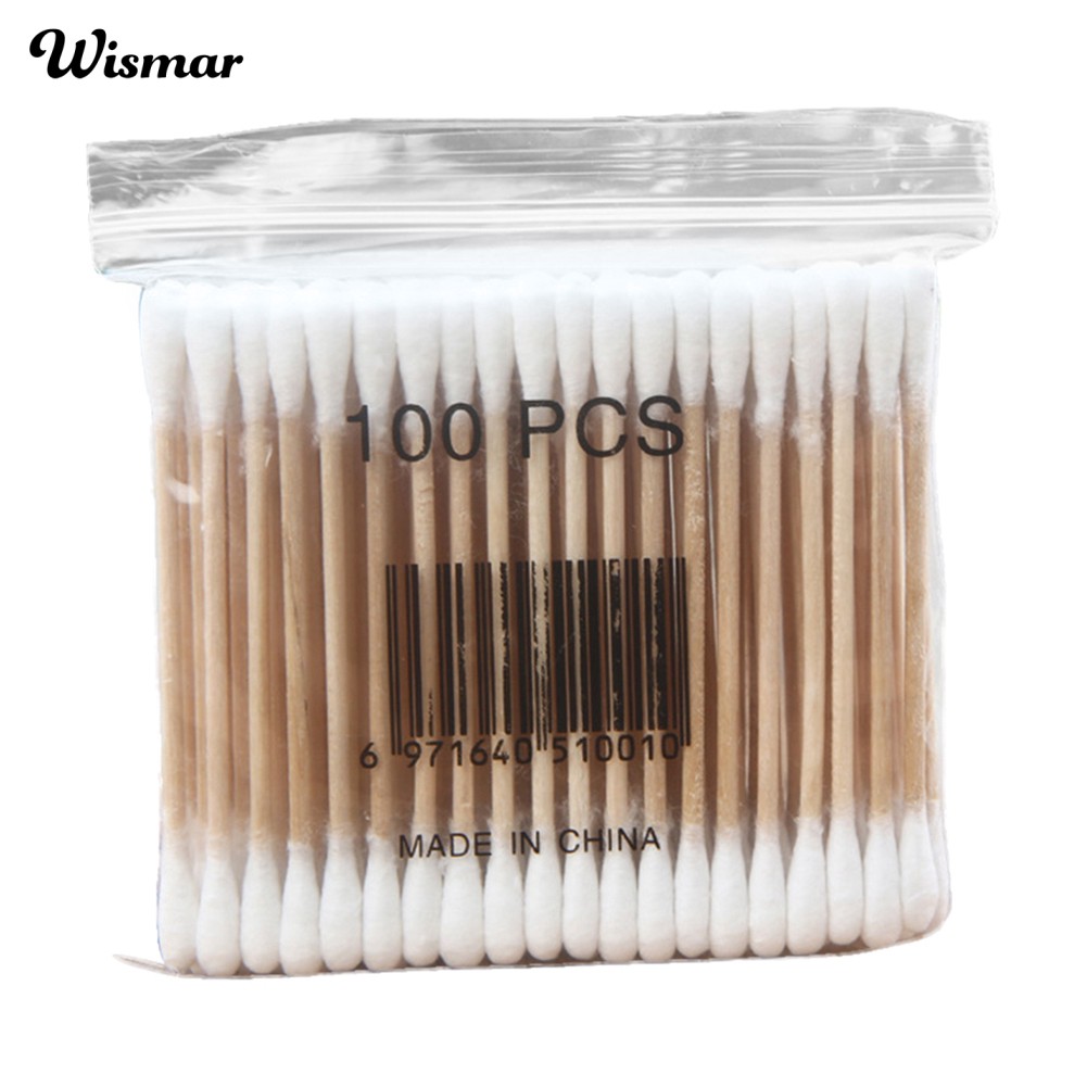 100 Tăm bông hai đầu bằng vải cotton để ráy tay trang điểm tiện lợi | BigBuy360 - bigbuy360.vn