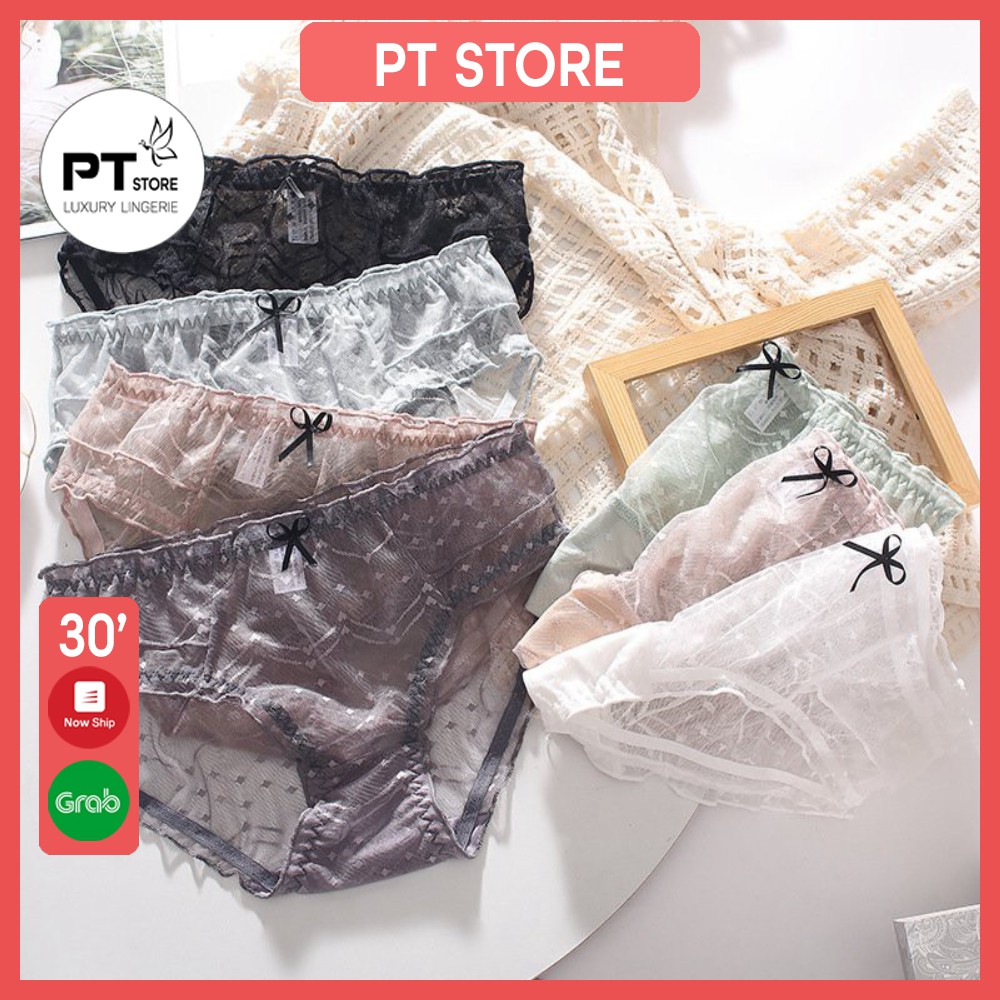 QUẦN LÓT NỮ REN LƯỚI PHỐI NƠ XINH XẮN THOÁNG MÁT SEXY FREE SIZE FLQ36