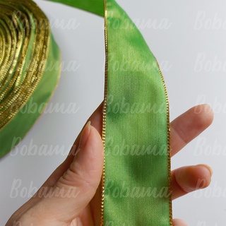Dây ruy băng lụa viền nhũ 4cm ( giá 3m )