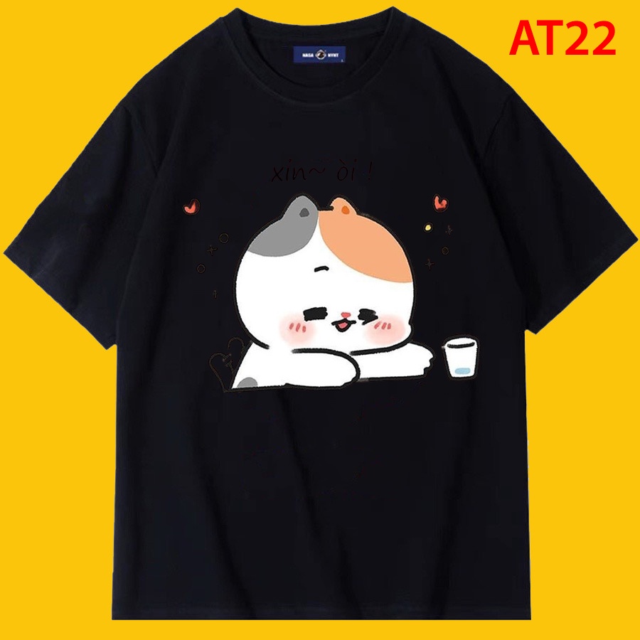 Áo thun Unisex Basic Tee 100% Cotton, phông trơn nam nữ tay lỡ oversize form rộng - AT22