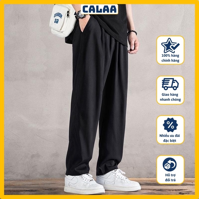 Quần ống rộng đen dáng suông nam Hàn Quốc CALAA FASHION QB06