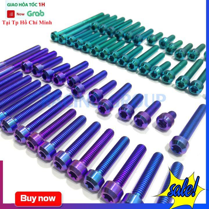 Bộ Ốc Lốc Máy GR5 Gắn Xe Máy Raider Fi 28 Con Lục Bảo Và Titan