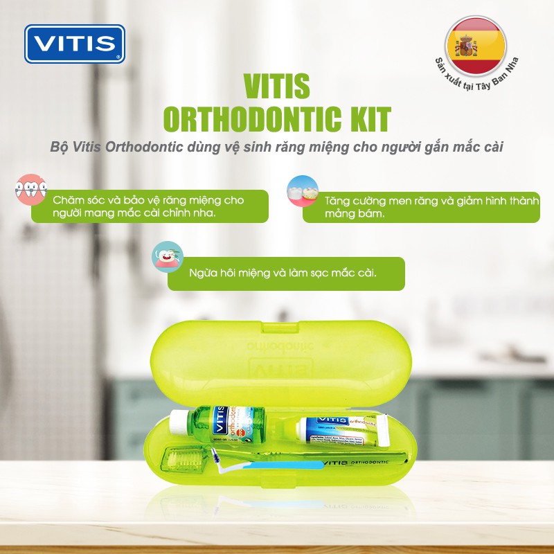 Bộ chăm sóc răng miệng mini dành cho người chỉnh nha Vitis Orthodontic