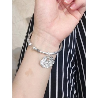 (Bạc ta 99) Vòng tay mắt cua chỉ se