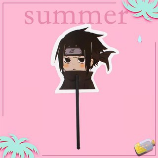 Quạt nhựa cán 20cm cầm tay xinh xắn in hình anime chibi